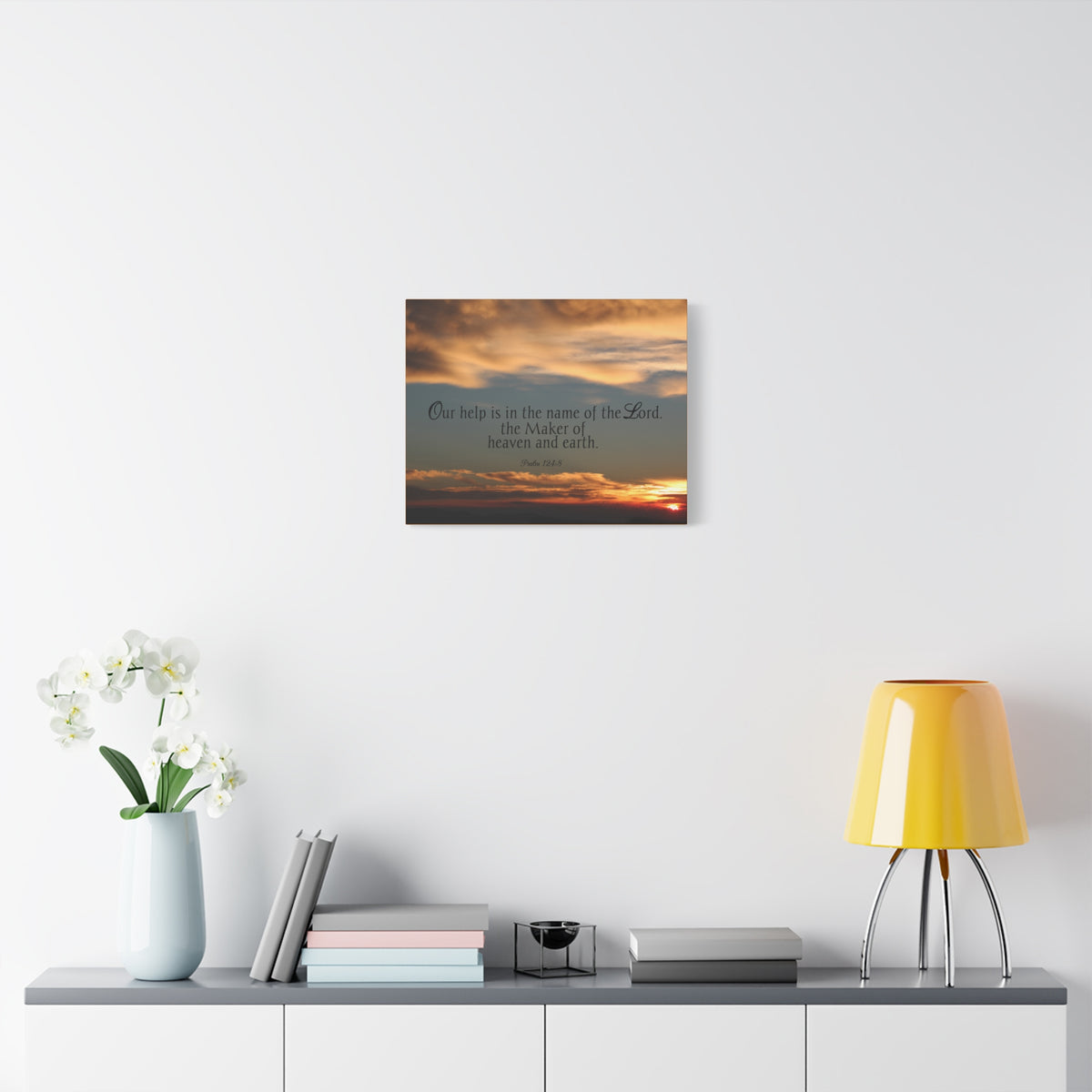 Scripture Canvas Maker Heaven And Earth Psalm 124:8 Christian Wall Art Bible Verse Print Ready to Hang