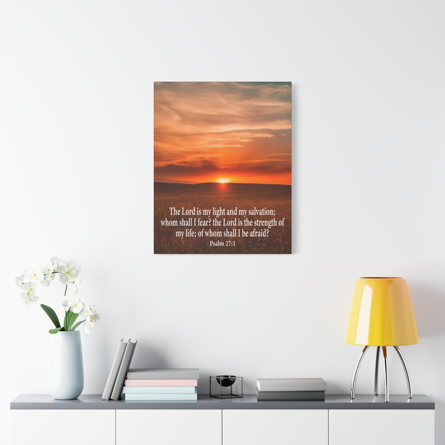 Bible Verse Canvas Lord is My Salvation Psalm 27:1 Christian Wall Décor Scripture Art Ready to Hang
