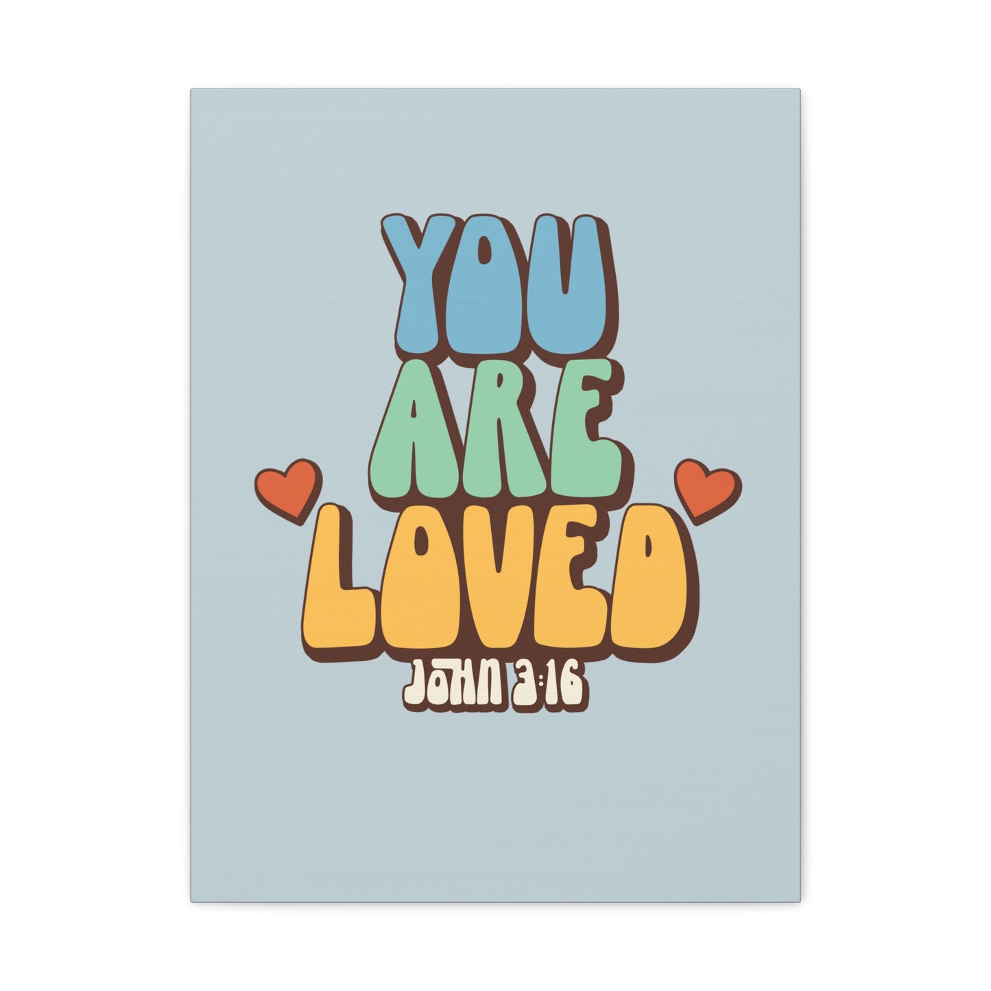 You Are Loved John 3:16 Light Blue Bible Verse Canvas Christian Wall Art Ready to Hang