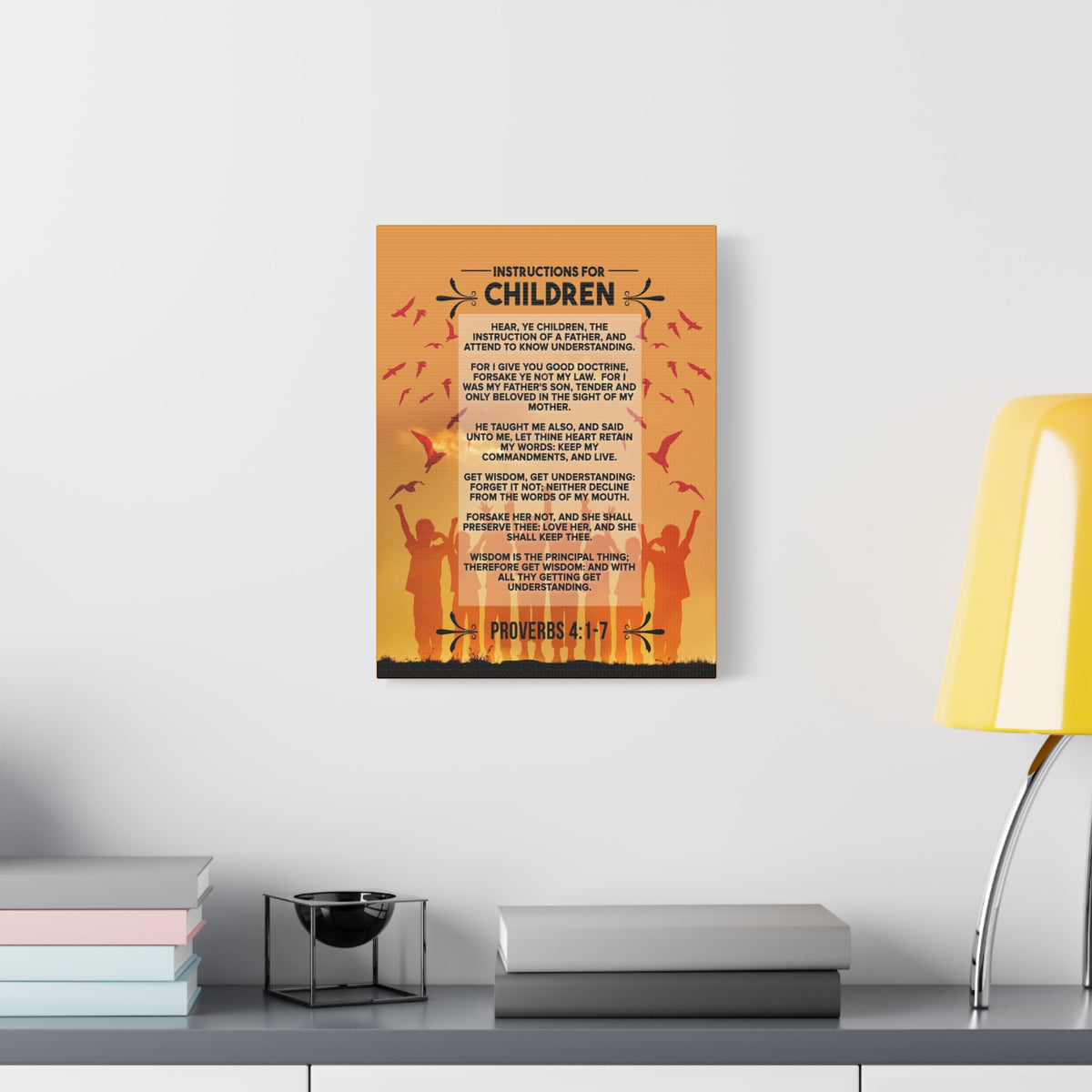 Scripture Canvas Instructions for Children Proverbs 4:1‭-‬7 Christian Wall Art Bible Verse Print Ready to Hang