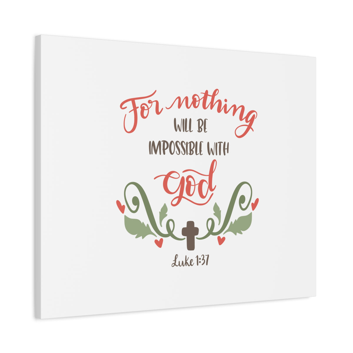 Scripture Canvas Nothing Impossible With God Luke 1:37 Christian Wall Art Bible Verse Print Ready to Hang