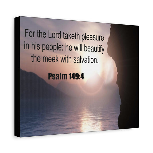 Scripture Canvas Beutify the Meek Psalm 149:4 Christian Wall Art Bible Verse Print Ready to Hang