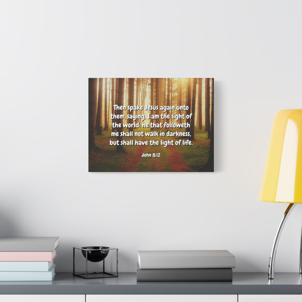 Scripture Canvas Light Of Life John 8:12 Christian Wall Art Bible Verse Print Ready to Hang