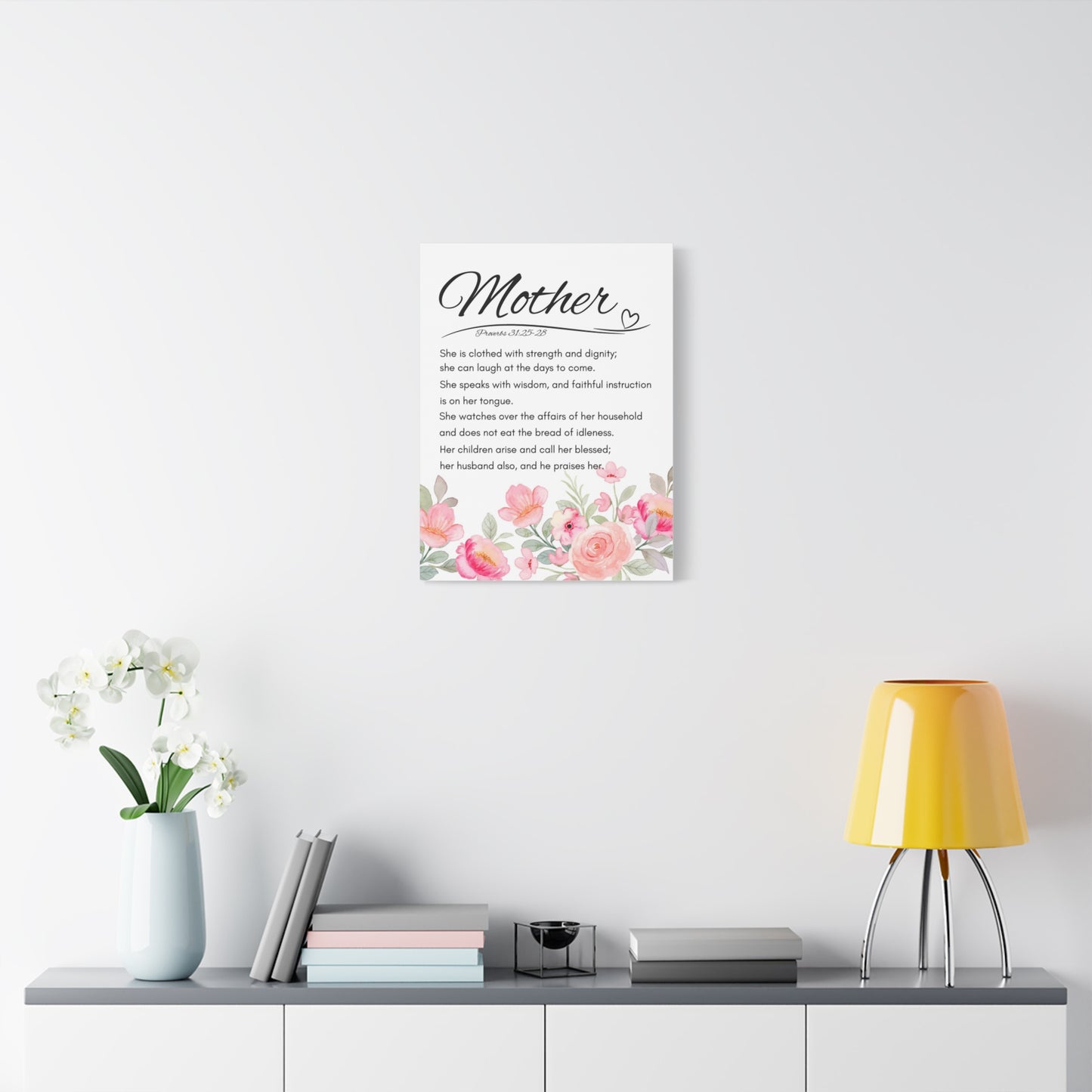 Scripture Walls Proverbs 31:25-28 Mother Bible Verse Canvas Christian Wall Art Ready to Hang Unframed