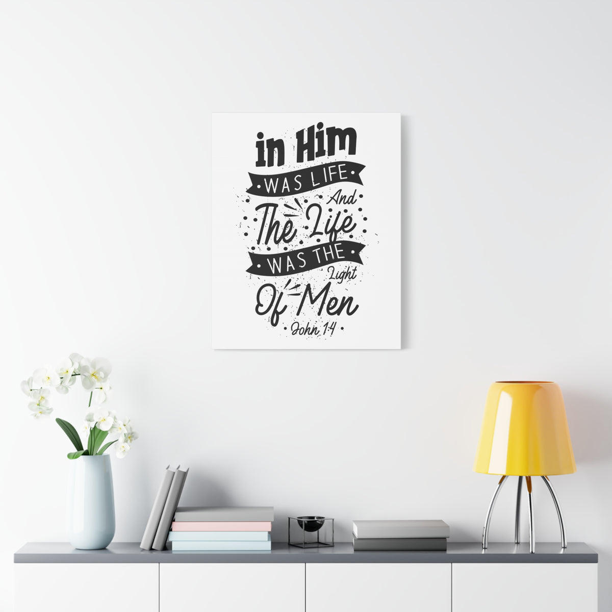 Scripture Canvas In Him Was Life John 1:4 Christian Wall Art Bible Verse Print Ready to Hang
