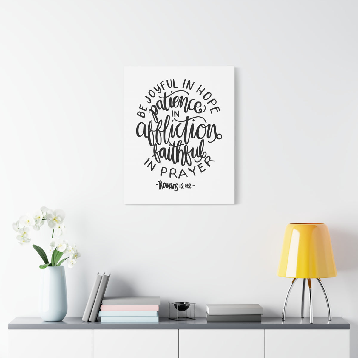 Scripture Canvas Patience In Affliction Romans 12:12 Christian Wall Art Bible Verse Print Ready to Hang