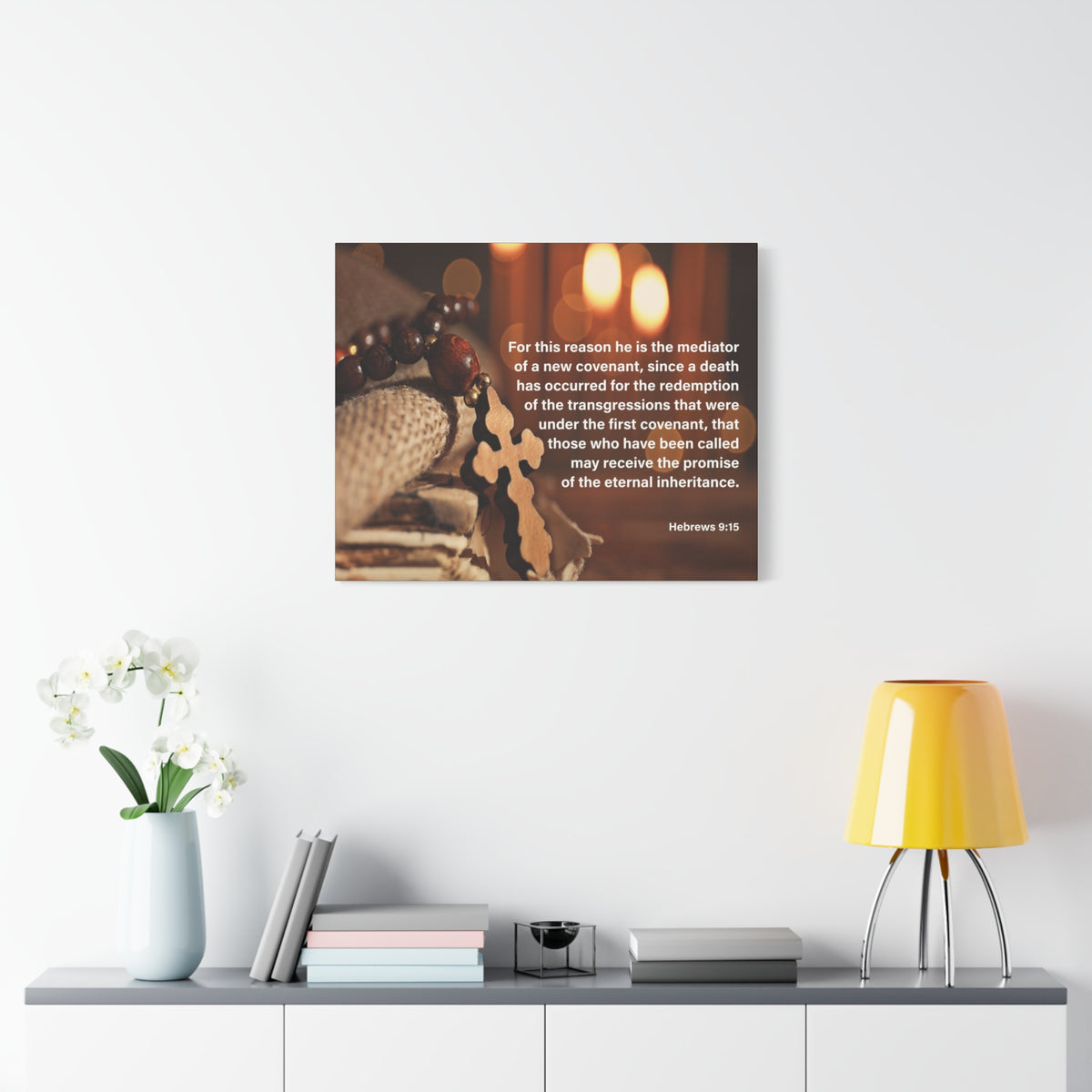 Scripture Canvas Internal Inheritance Hebrews 9:15 Christian Wall Art Bible Verse Print Ready to Hang