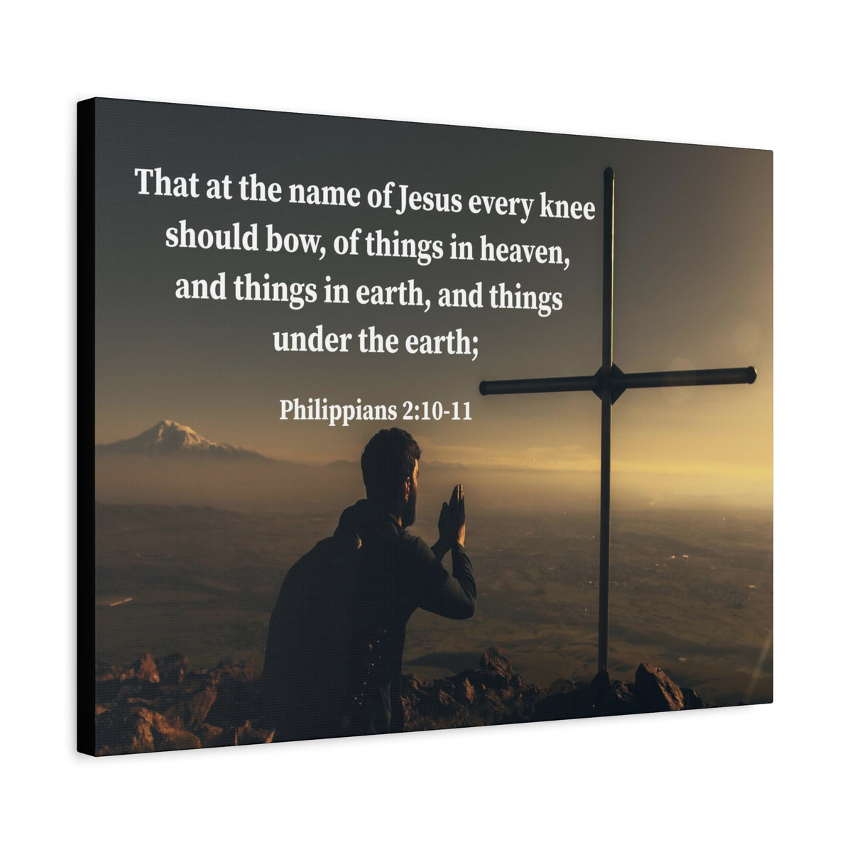 Scripture Canvas Every Knee Shall Bow Philippians 2:10-11 Christian Wall Art Bible Verse Print Ready to Hang