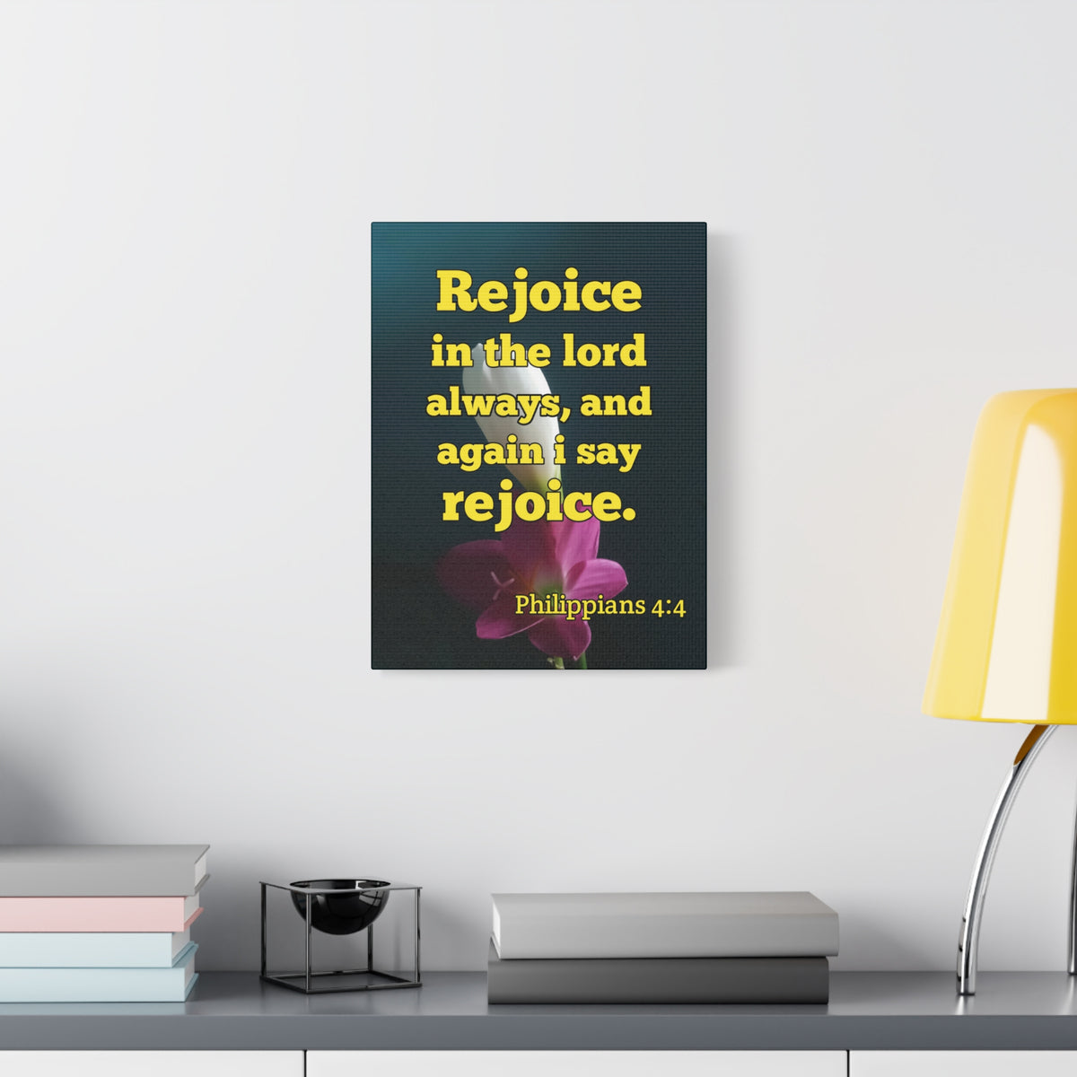 Scripture Canvas In The Lord Always Philippians 4:4 Christian Wall Art Bible Verse Print Ready to Hang