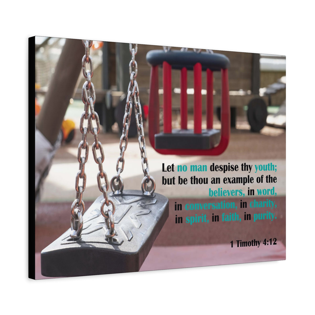 Scripture Canvas Example of the Believers 1 Timothy 4:12 Christian Wall Art Bible Verse Print Ready to Hang
