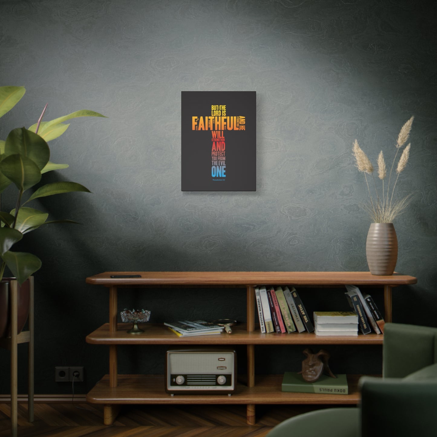 Scripture Canvas Protect You From Evil Thessalonian 3:3 Christian Wall Art Bible Verse Print Ready to Hang