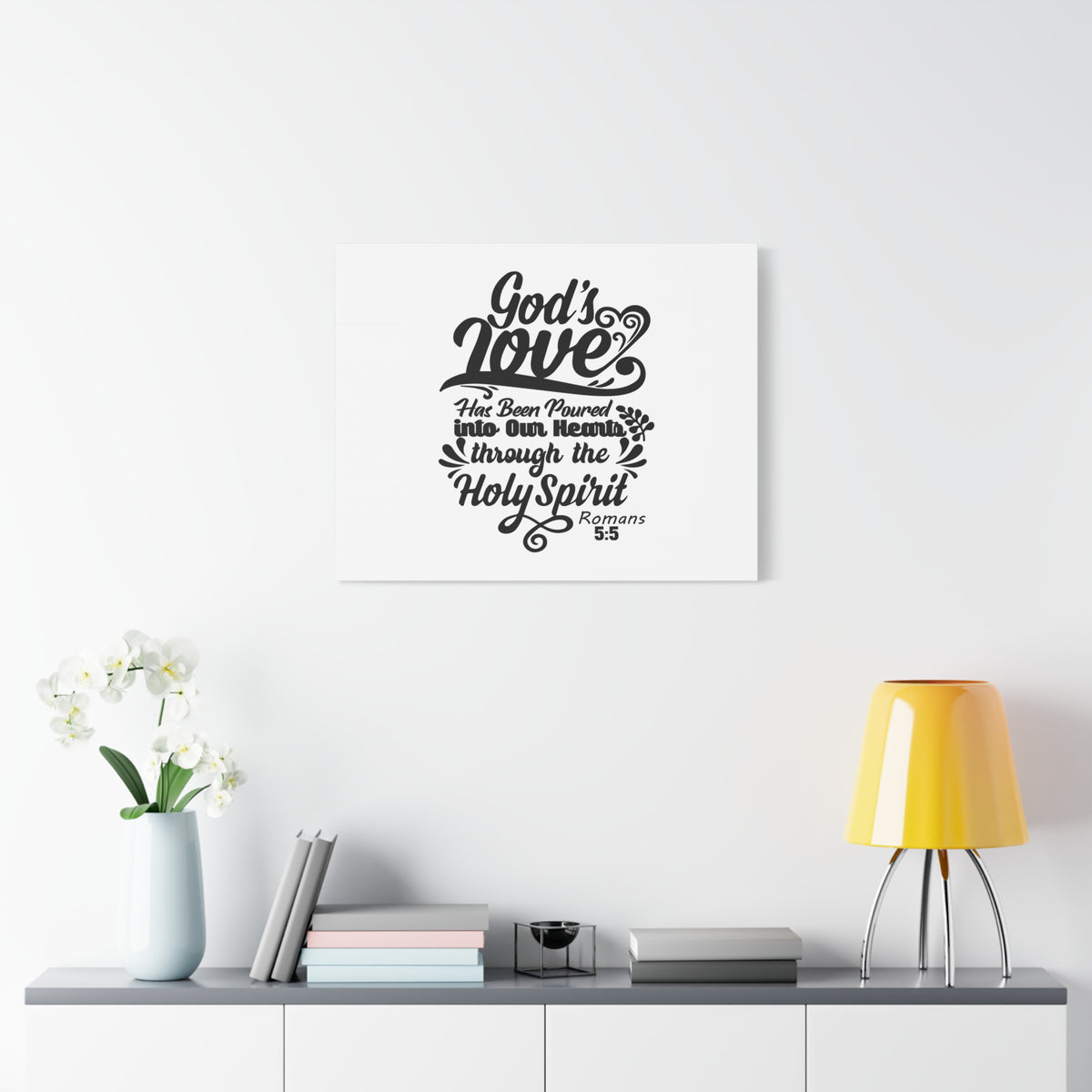 Scripture Canvas God's Love Romans 5:5 Christian Wall Art Bible Verse Print Ready to Hang