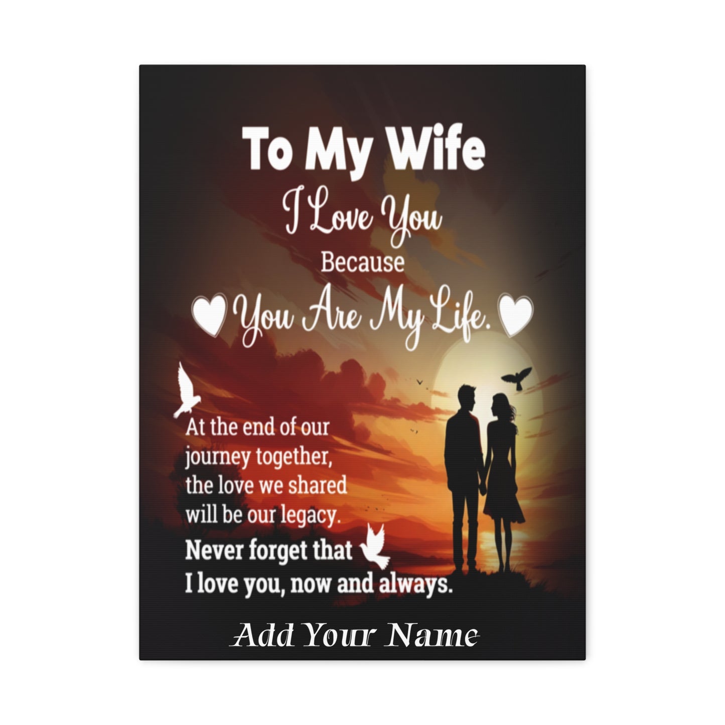 Personalized To My Wife Sunset Romance Canvas Wall Art - Heartfelt Gift of Love & Legacy