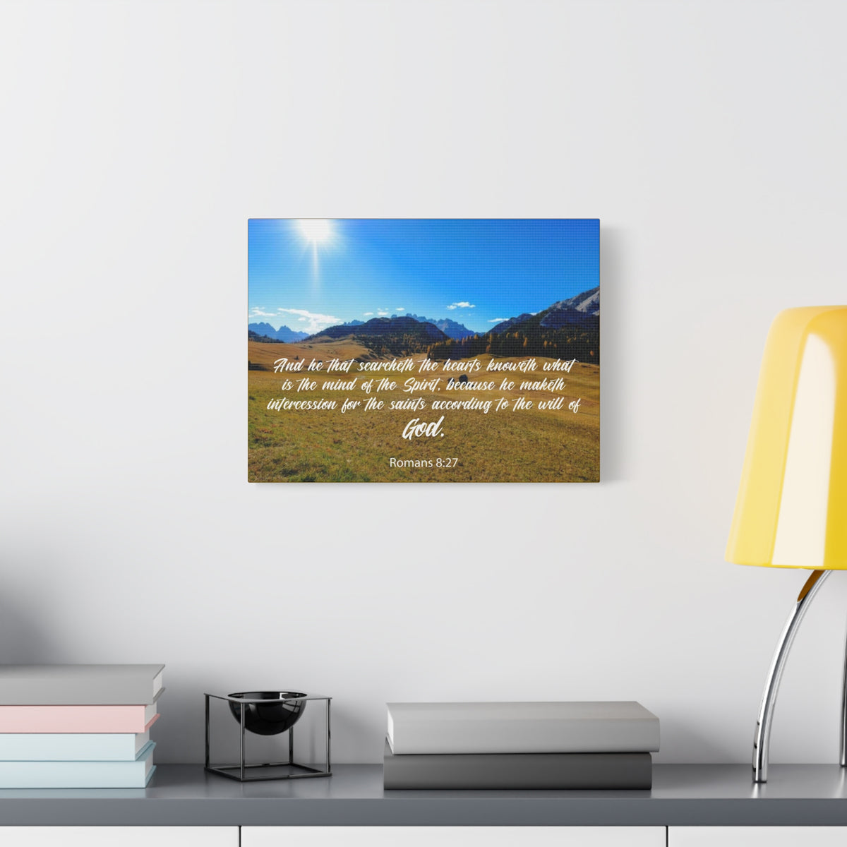 Scripture Canvas The Will of God Romans 8:27 Christian Wall Art Bible Verse Print Ready to Hang