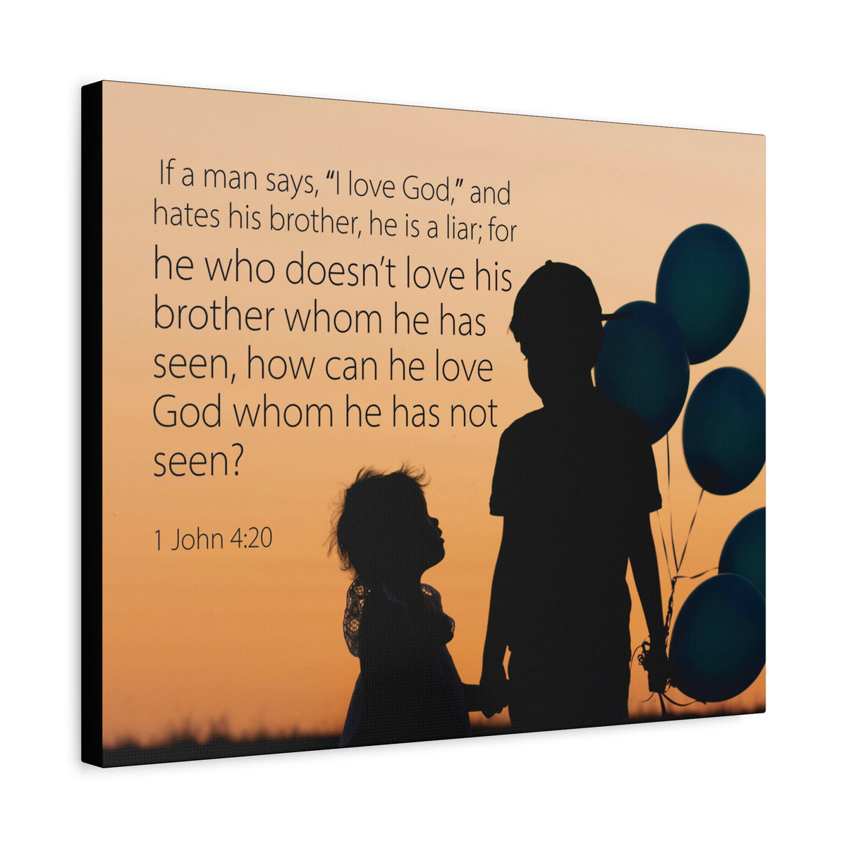 Scripture Canvas I Love God 1 John 4:20 Christian Wall Art Bible Verse Print Ready to Hang