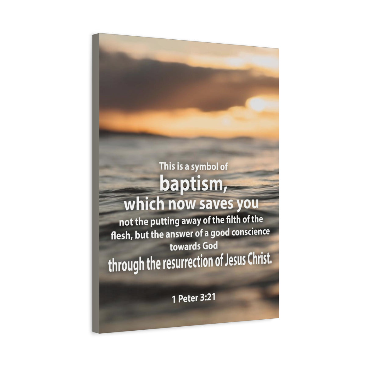 Scripture Canvas Baptism 1 Peter 3:21 Christian Wall Art Bible Verse Print Ready to Hang