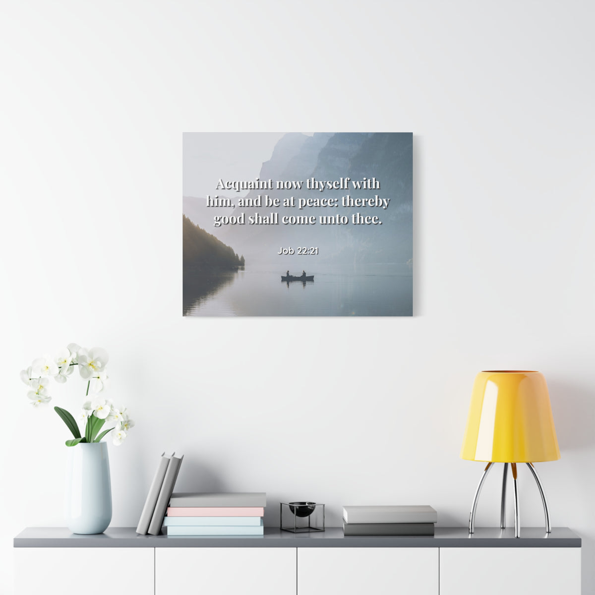Scripture Canvas Be At Peace Job 22:21 Christian Wall Art Bible Verse Print Ready to Hang