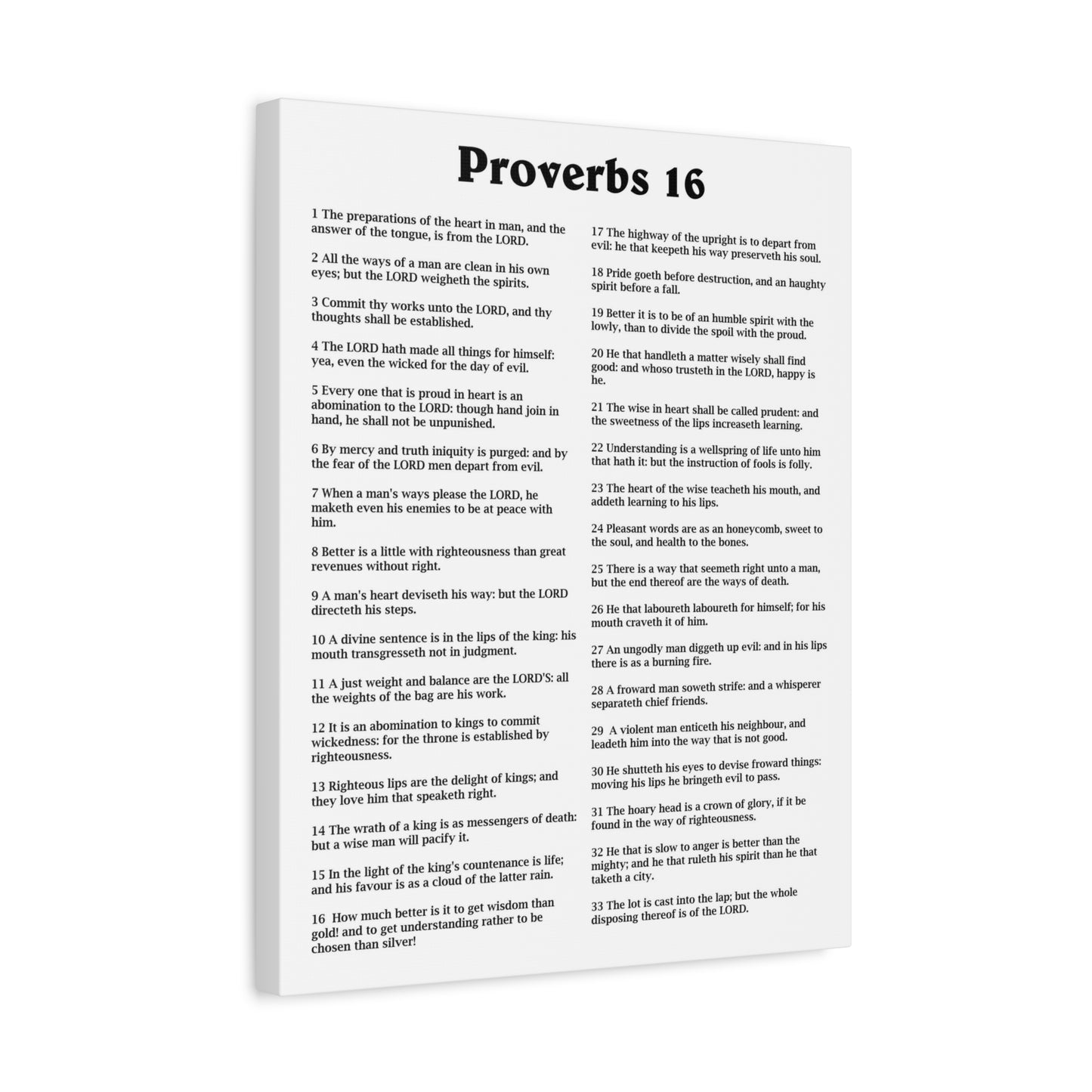 Scripture Walls Proverbs Chapter 16 White Bible Canvas Christian Wall Art Ready to Hang Unframed