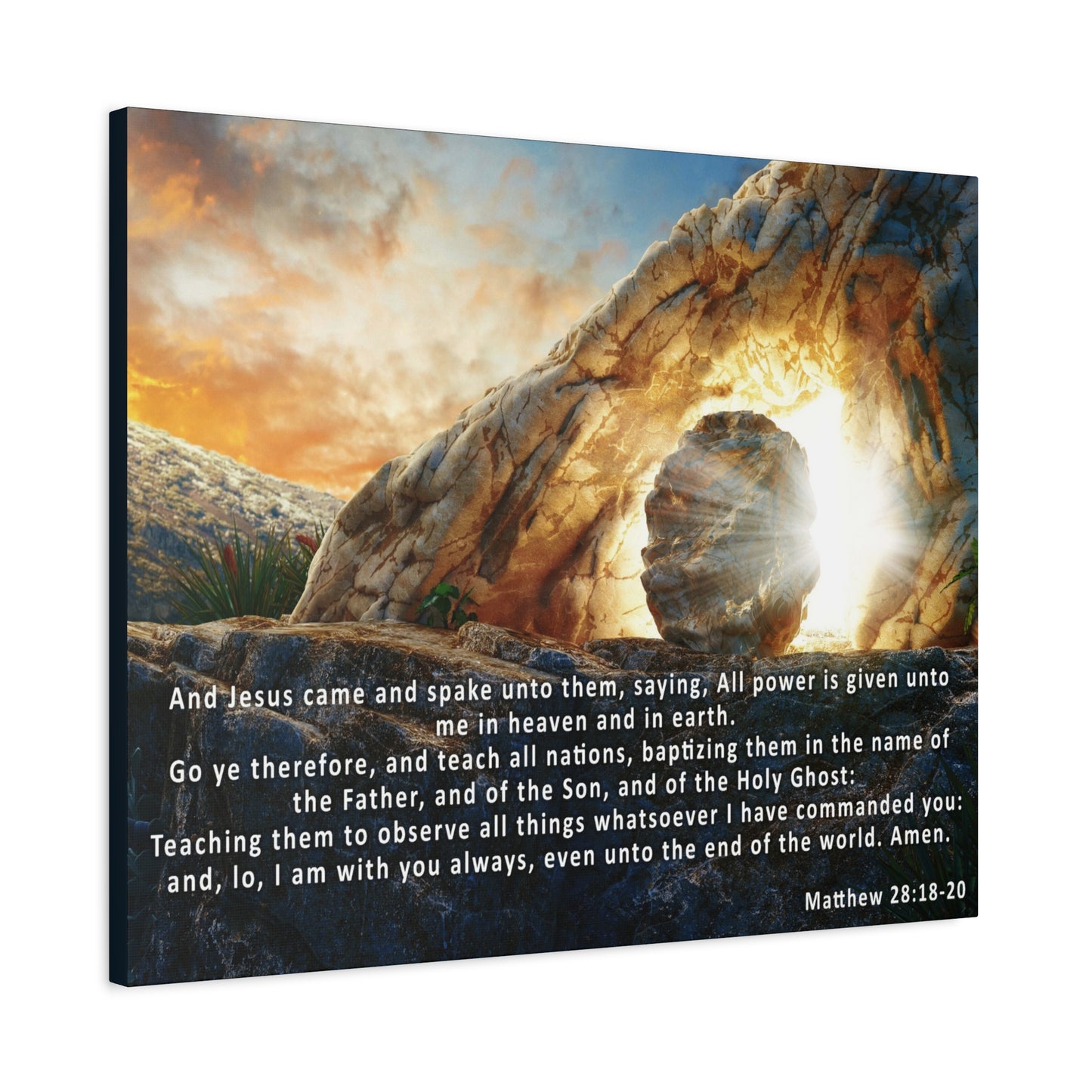 Matthew 28:18-20 The Great Commission Canvas – Christian Wall Art, Ready to Hang