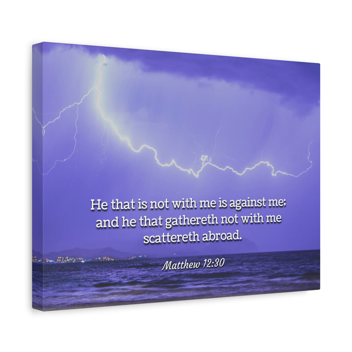 Scripture Canvas With Christ Matthew 12:30 Christian Wall Art Bible Verse Print Ready to Hang