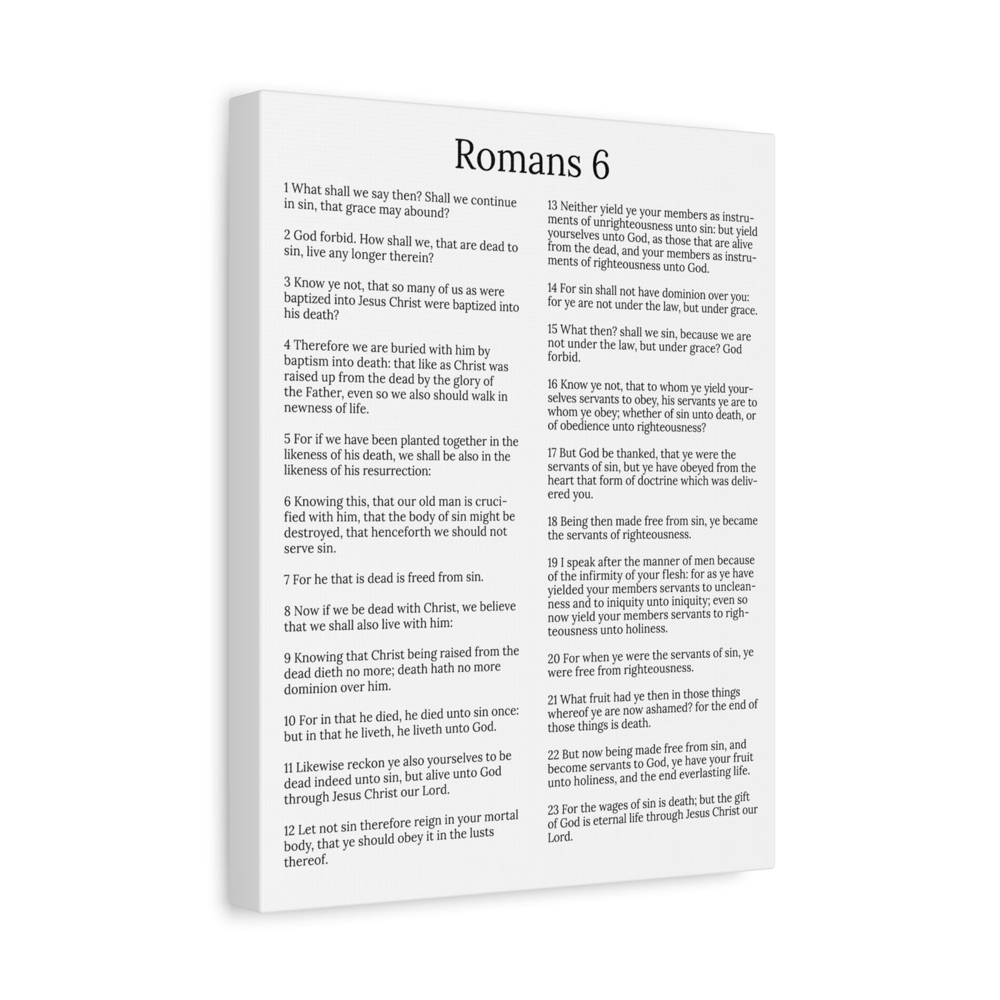 Scripture Walls Sanctification Roman 6 White Chapter Christian Wall Art Print Ready to Hang Unframed