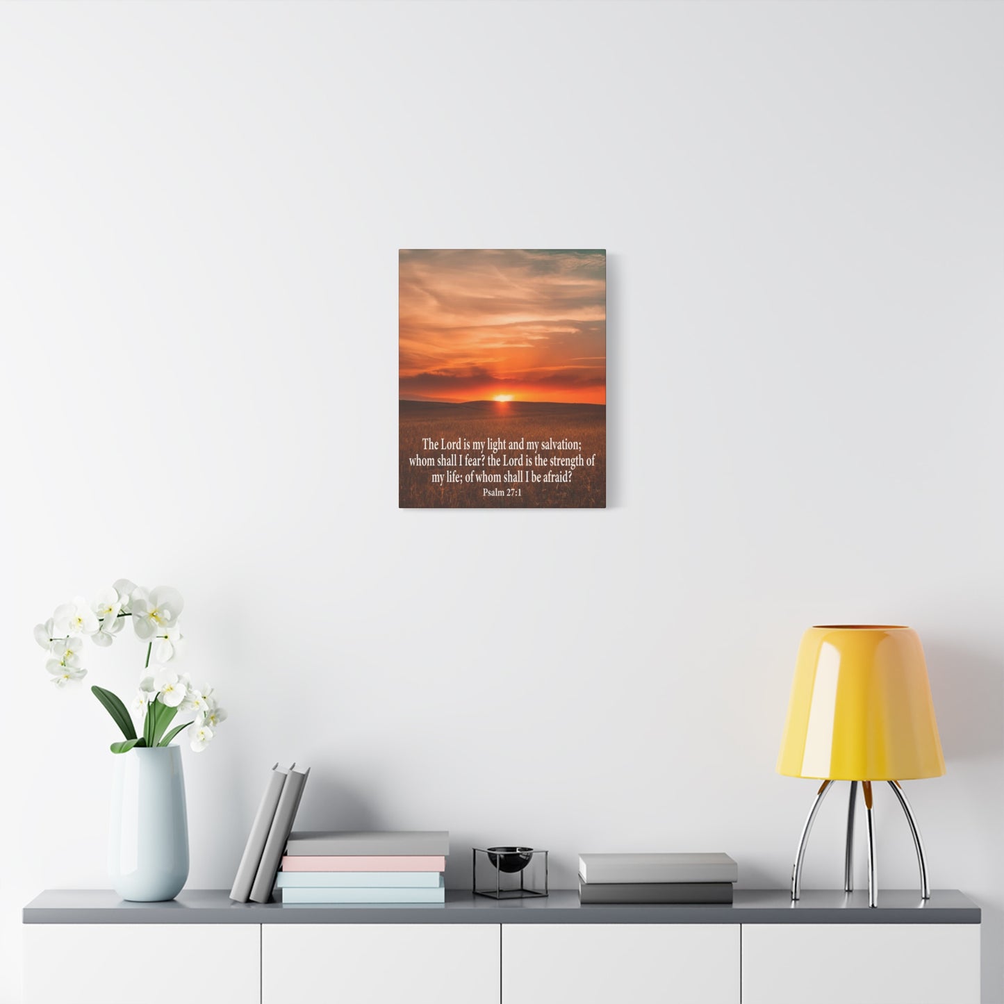 Bible Verse Canvas Lord is My Salvation Psalm 27:1 Christian Wall Décor Scripture Art Ready to Hang