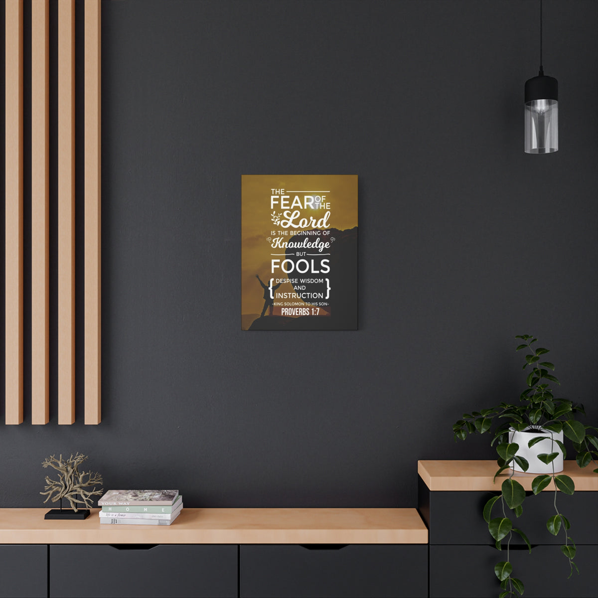 Scripture Canvas Beginning of Knowledge Proverbs 1:7 Christian Wall Art Bible Verse Print Ready to Hang