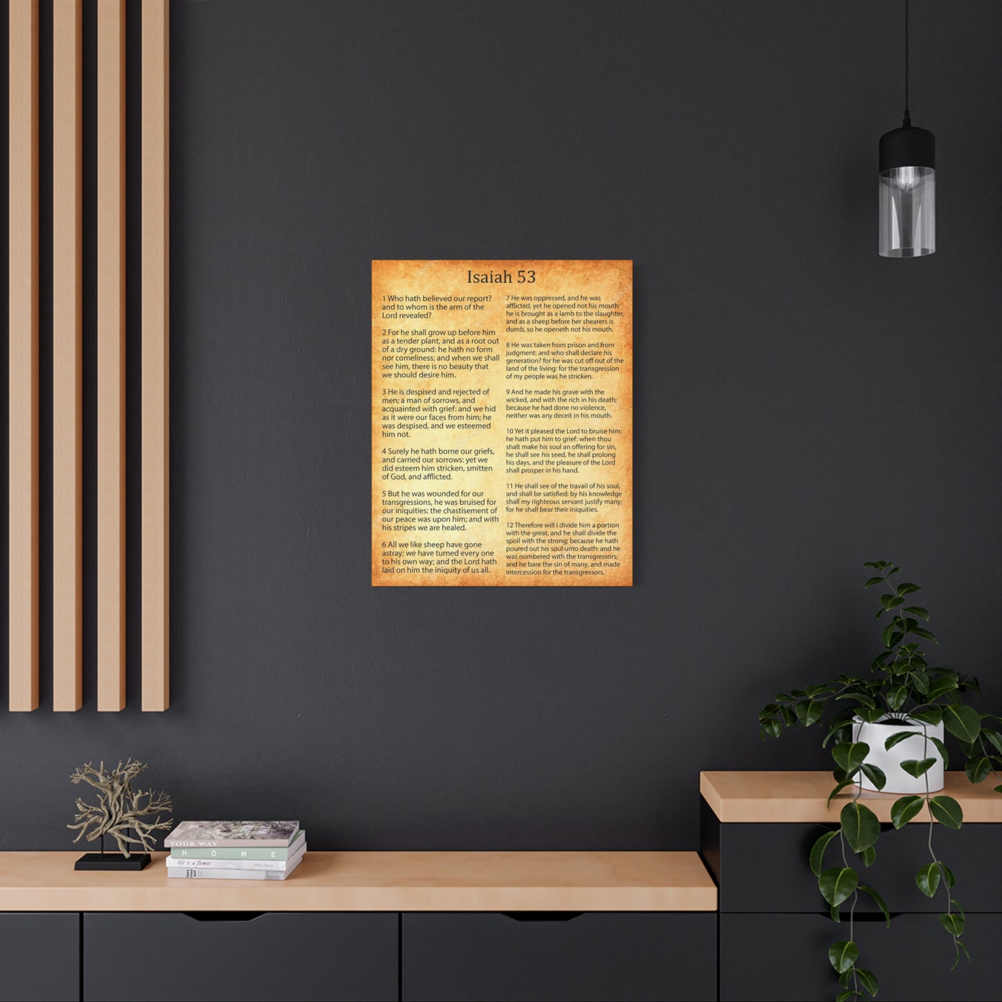 Scripture Walls Coming of Christ Isaiah 53 Chapter Gold Christian Wall Art Print Ready to Hang Unframed