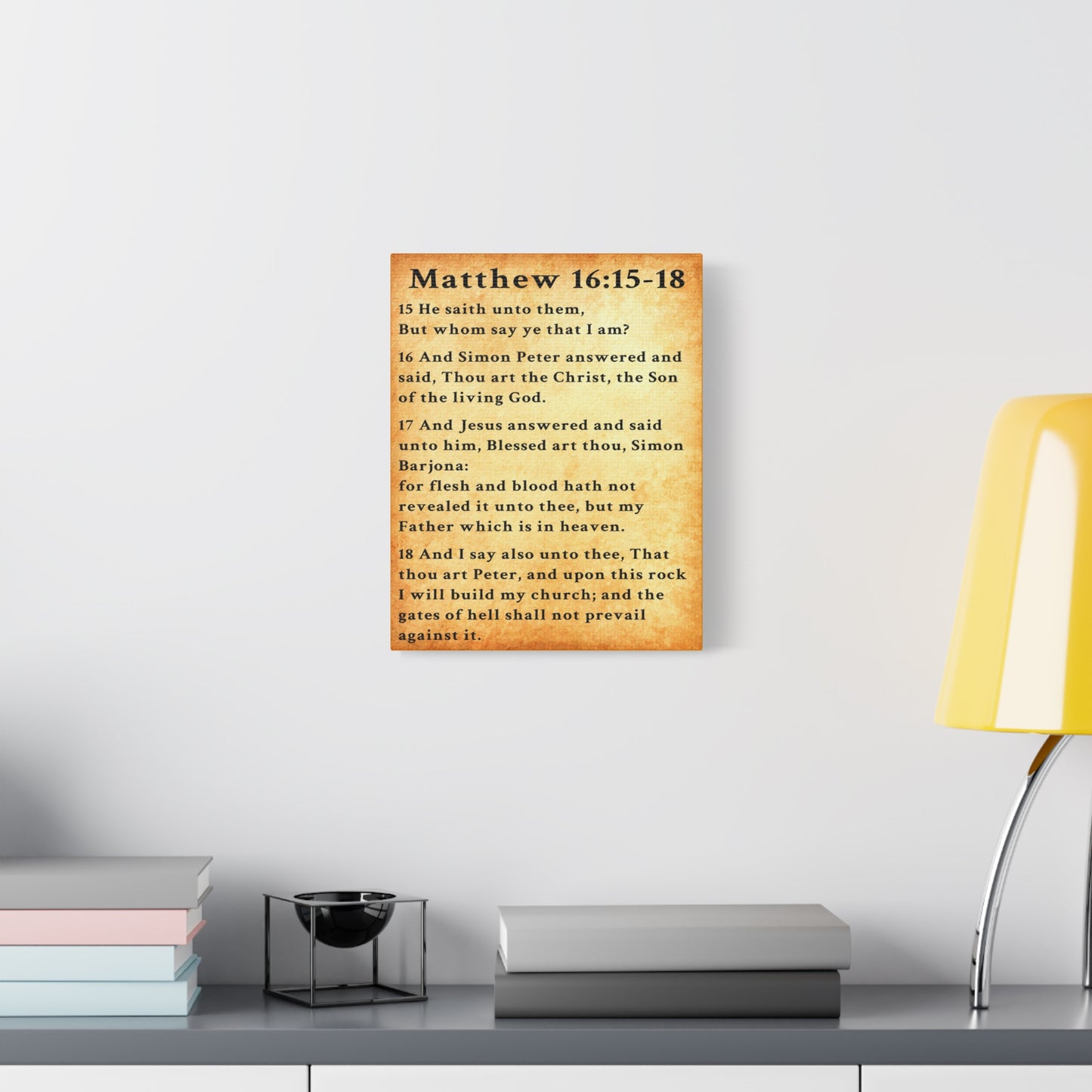 Scripture Walls Matthew 16:15-18 KJV Bible Verse Canvas Christian Wall Art Ready to Hang Unframed