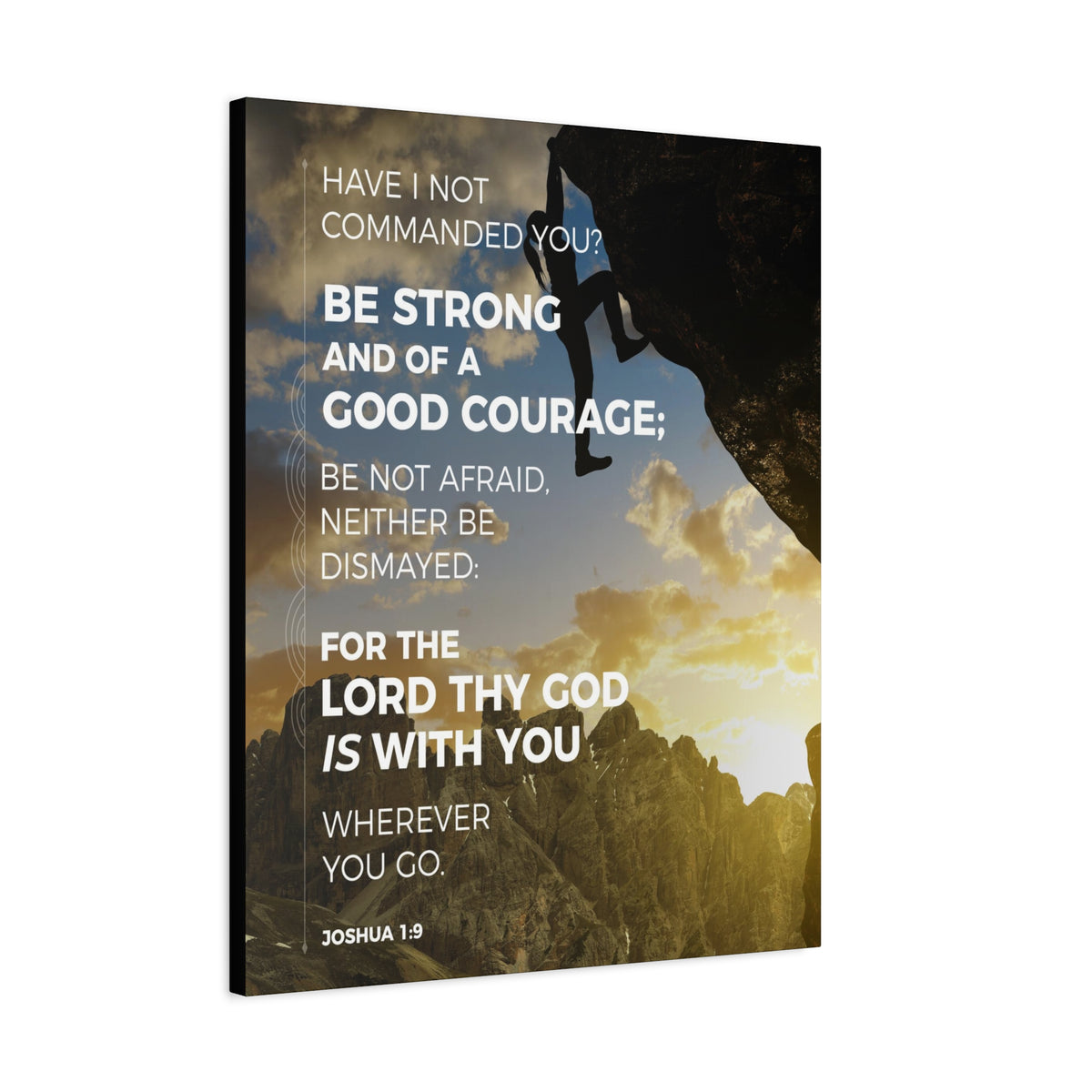 Scripture Canvas Be Strong Joshua 1:9 Mountain Christian Wall Art Bible Verse Print Ready to Hang