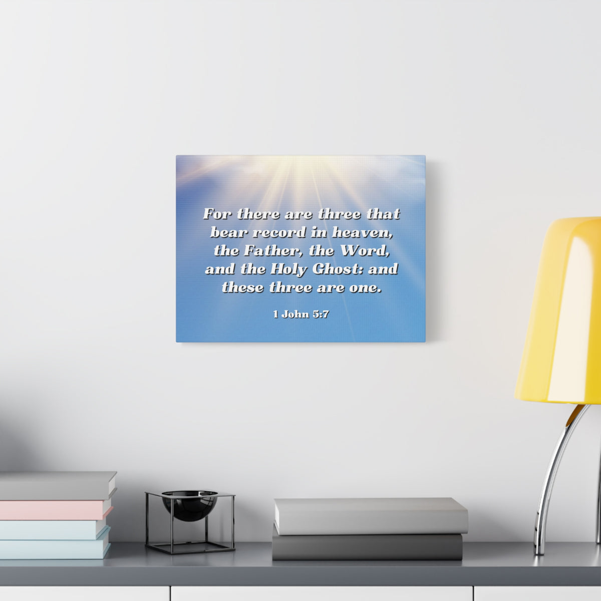 Scripture Canvas Three Are One 1 John 5:7 Christian Wall Art Bible Verse Print Ready to Hang
