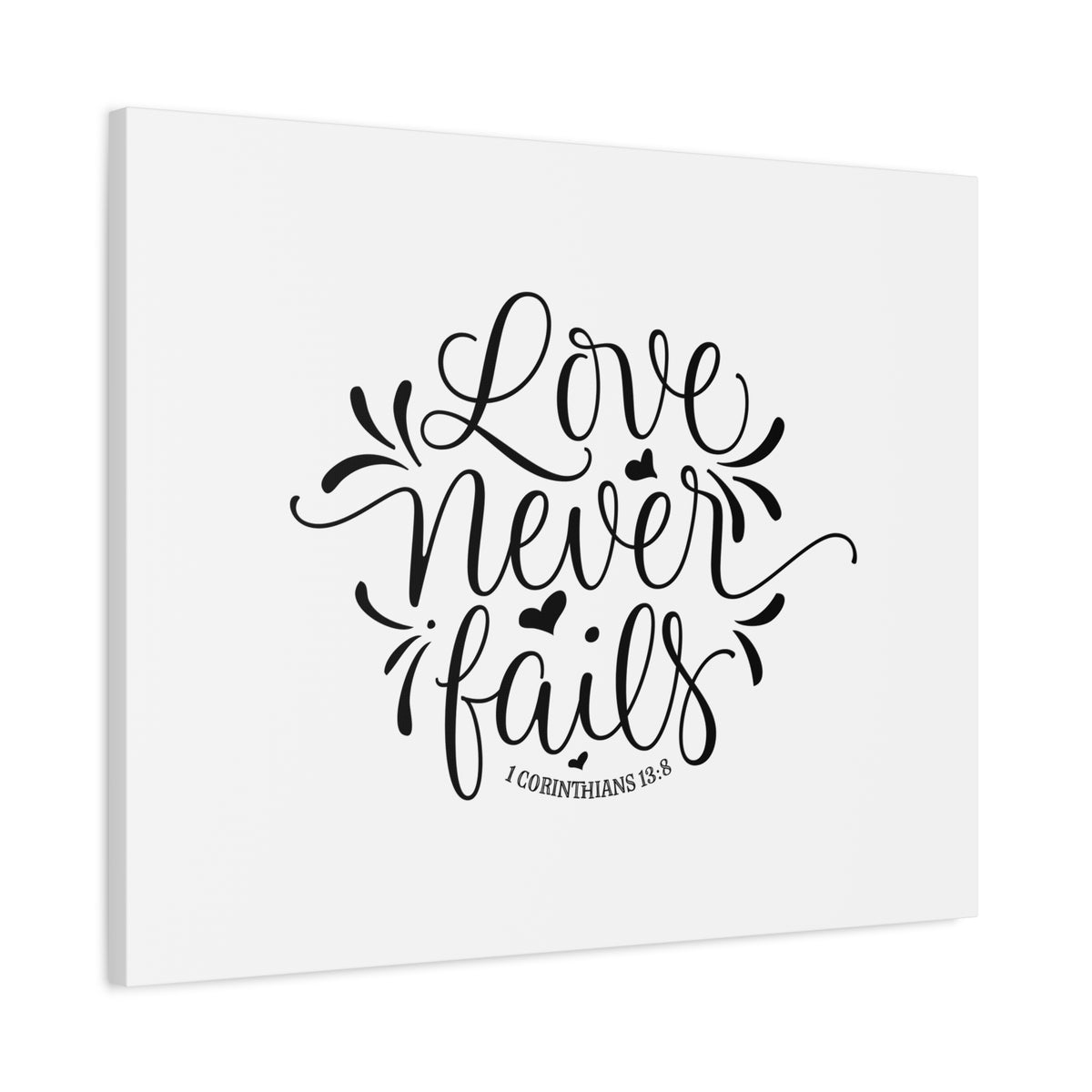 Scripture Canvas Love Never Fails 1 Corinthians 13:8 Christian Wall Art Bible Verse Print Ready to Hang