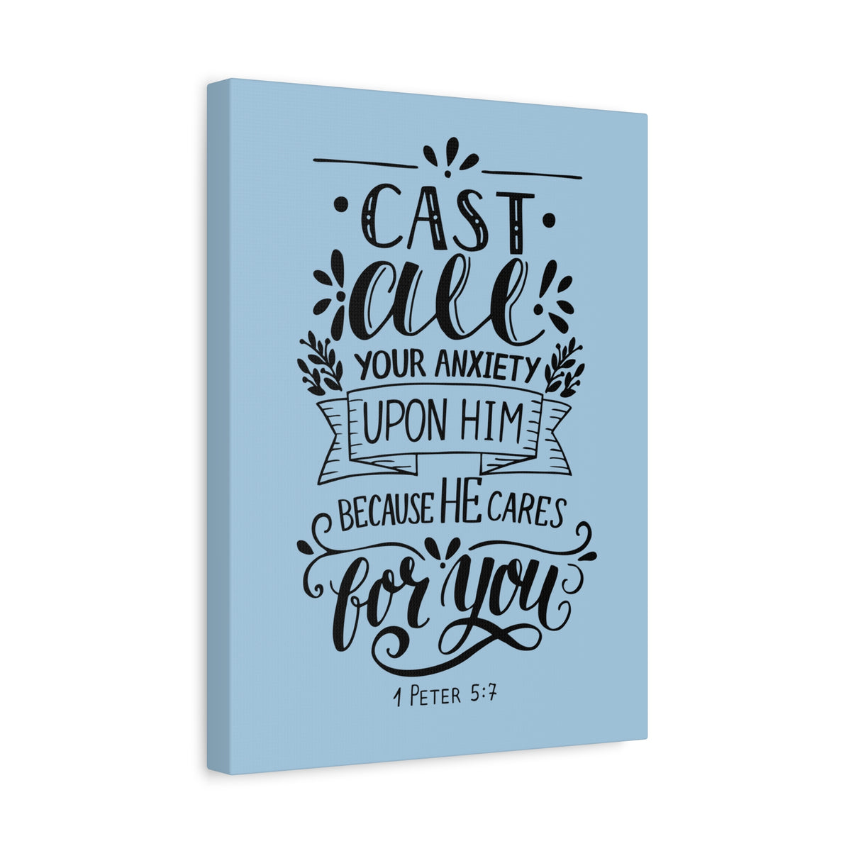 Scripture Canvas He Cares For You 1 Peter 5:7 Christian Wall Art Bible Verse Print Ready to Hang