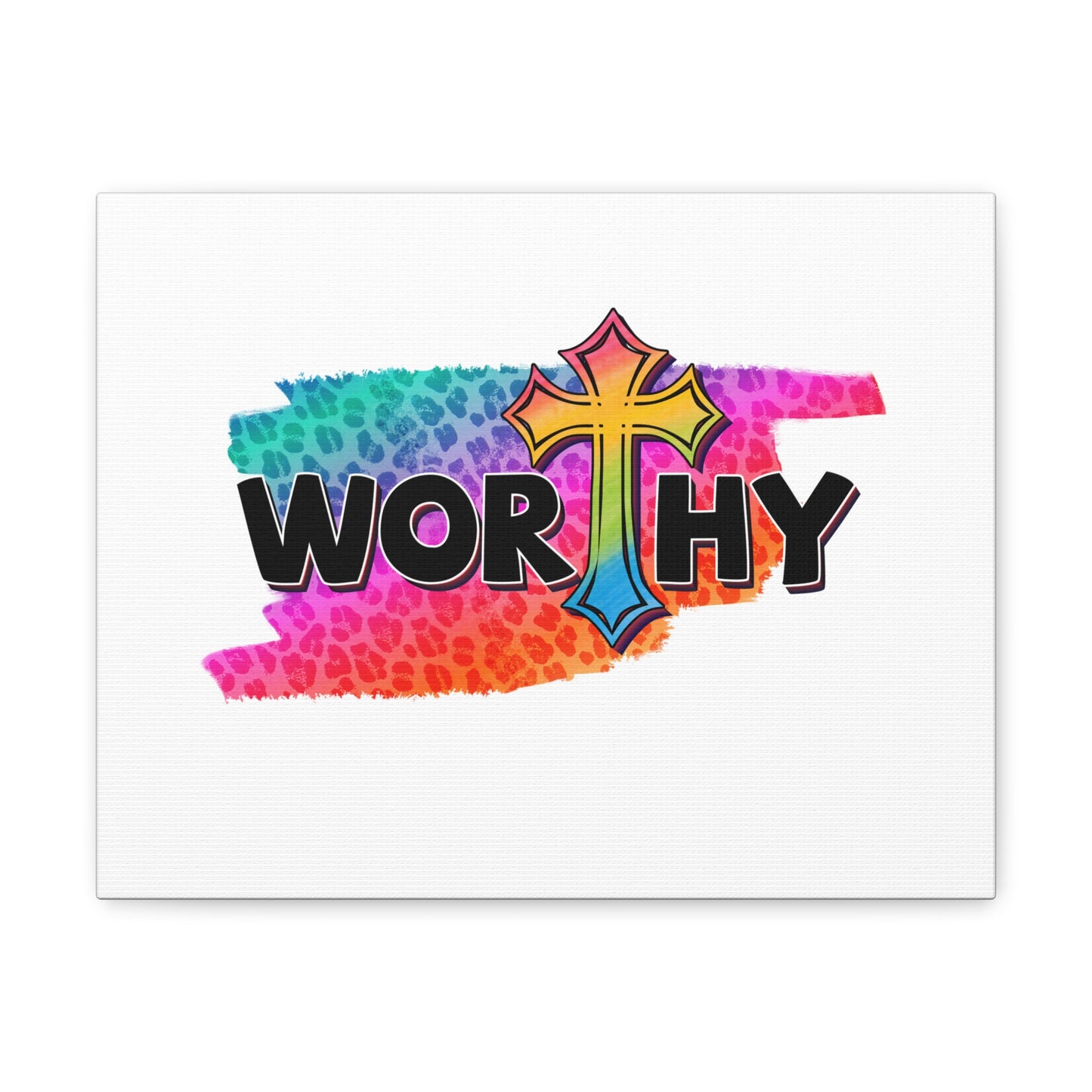 Worthy Ephesians 4:1 Rainbow Cross Christian Wall Art Bible Verse Print Ready to Hang