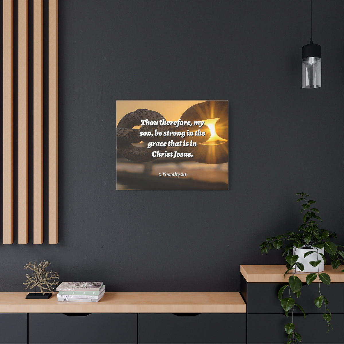 Scripture Canvas The Grace 2 Timothy 2:1 Christian Wall Art Bible Verse Print Ready to Hang