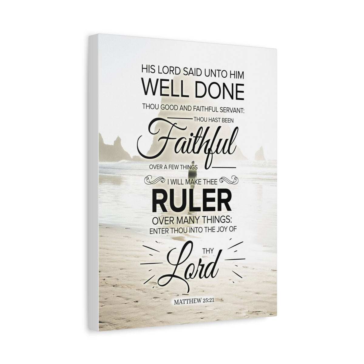 Scripture Canvas Faithful Servant Matthew 25:21 Christian Wall Art Bible Verse Print Ready to Hang