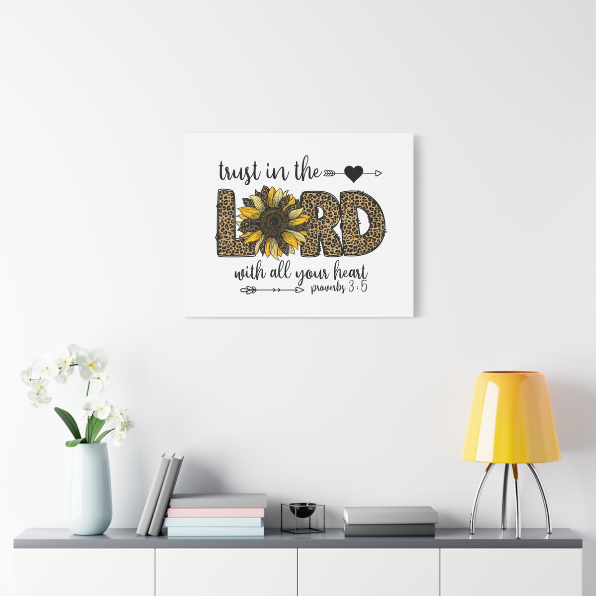 Scripture Canvas Trust In The Lord Leopard Proverbs 3:5 Christian Wall Art Bible Verse Print Ready to Hang