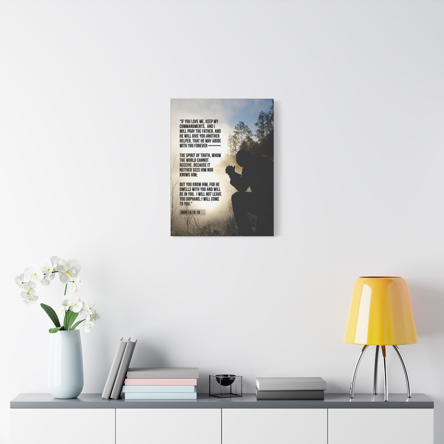 Scripture Canvas Keep my Commandments John 14:15‭-‬18 Christian Wall Art Bible Verse Print Ready to Hang