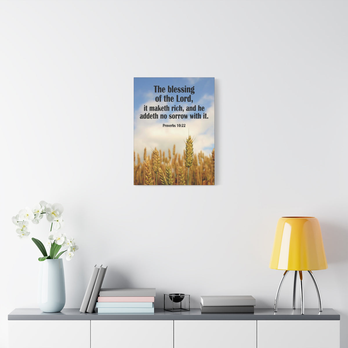 Scripture Canvas The Blessing of The Lord Proverbs 10:22 Christian Wall Art Bible Verse Print Ready to Hang