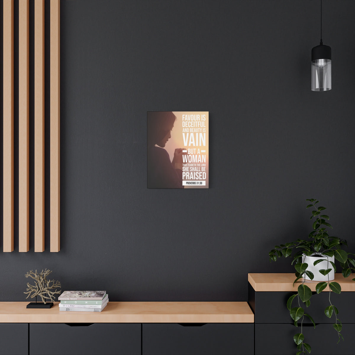 Scripture Canvas Favour is Deceitful Proverbs 31:30 Christian Wall Art Bible Verse Print Ready to Hang