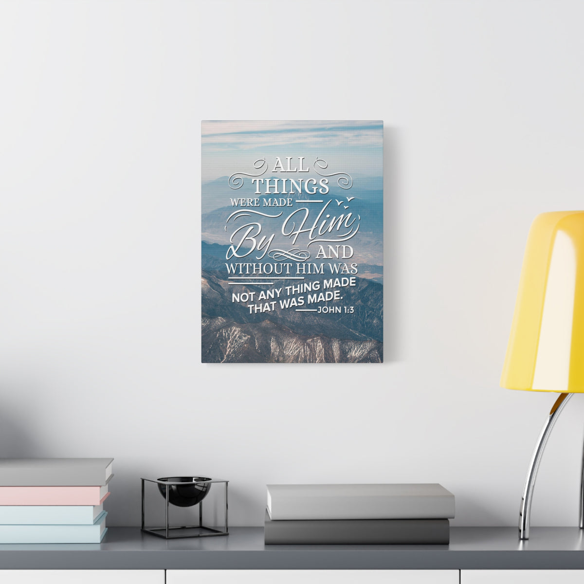 Scripture Canvas Made by Him John 1:3 Christian Wall Art Bible Verse Print Ready to Hang