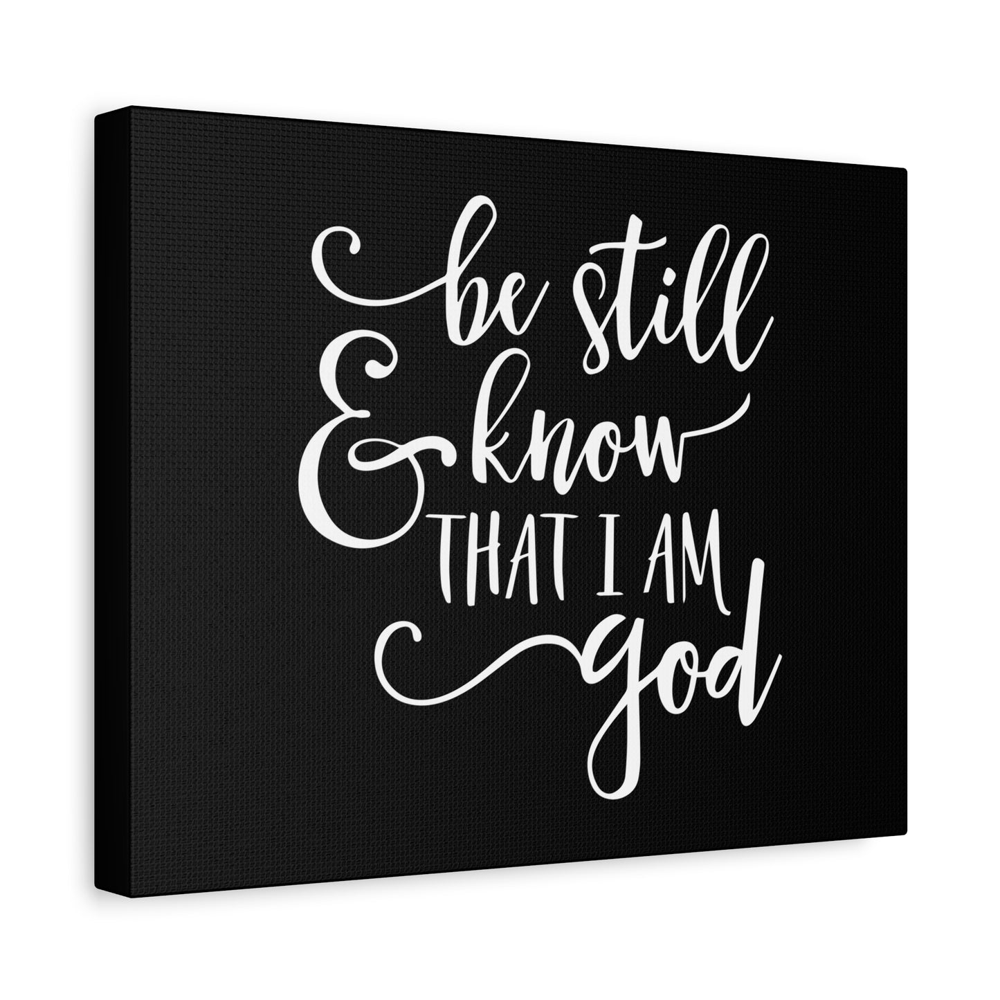 Scripture Canvas Be Still And Know That I Am God Psalm 46:10 Black Christian Wall Art Bible Verse Print Ready to Hang