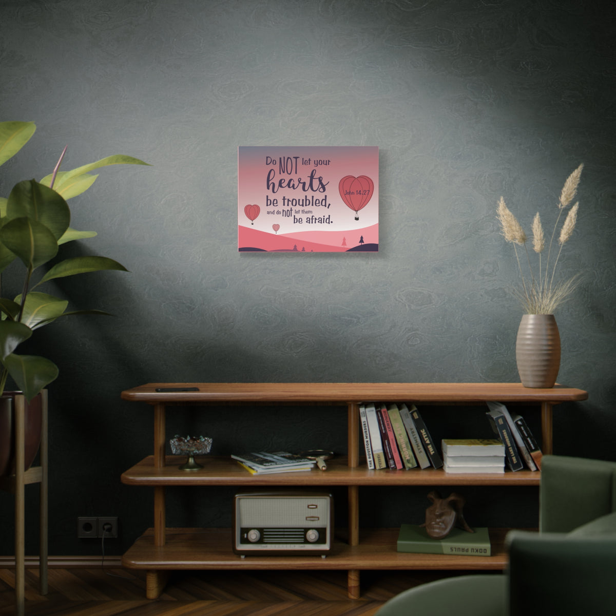 Scripture Canvas Your Hearts Pink John 14:27 Christian Wall Art Bible Verse Print Ready to Hang