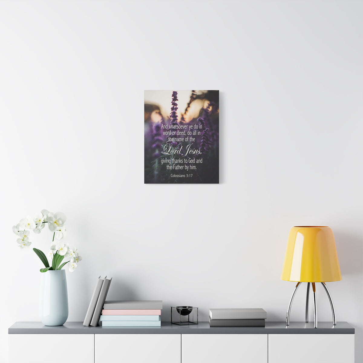 Scripture Canvas Giving Thanks to God Colossians 3:17 Christian Wall Art Bible Verse Print Ready to Hang