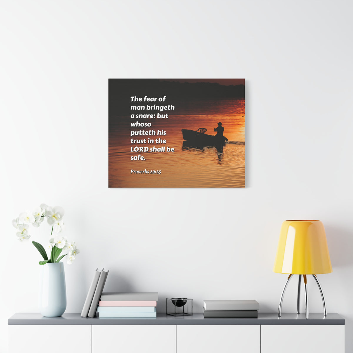 Scripture Canvas Fear Of Man Proverbs 29:25 Christian Wall Art Bible Verse Print Ready to Hang
