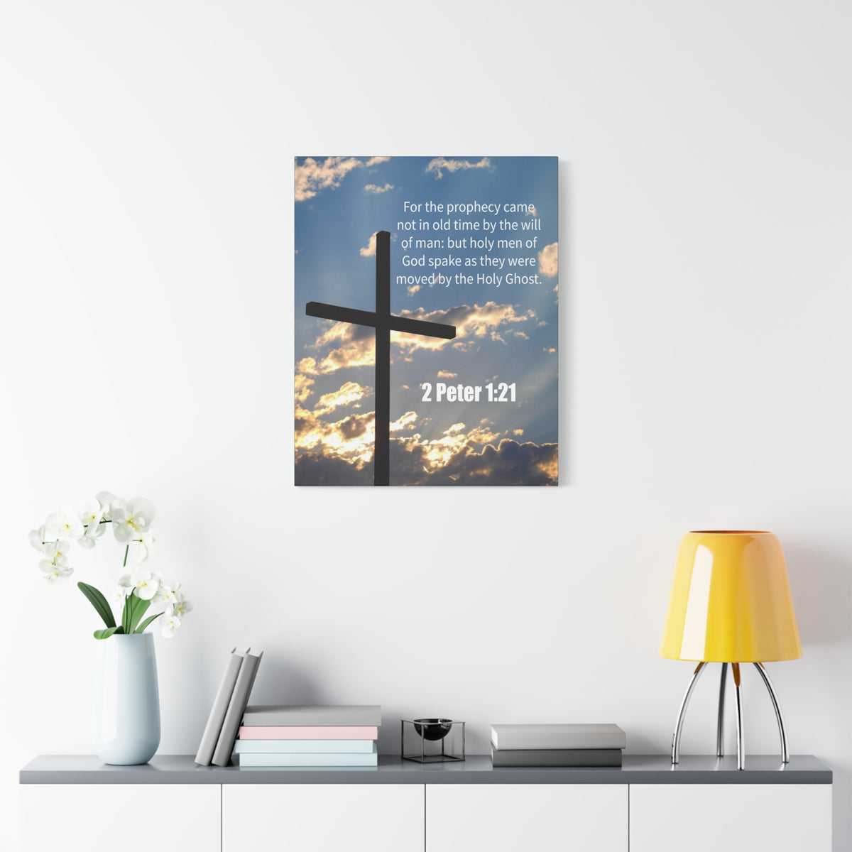 Scripture Canvas God Spake 2 Peter 1:21 Christian Wall Art Bible Verse Print Ready to Hang