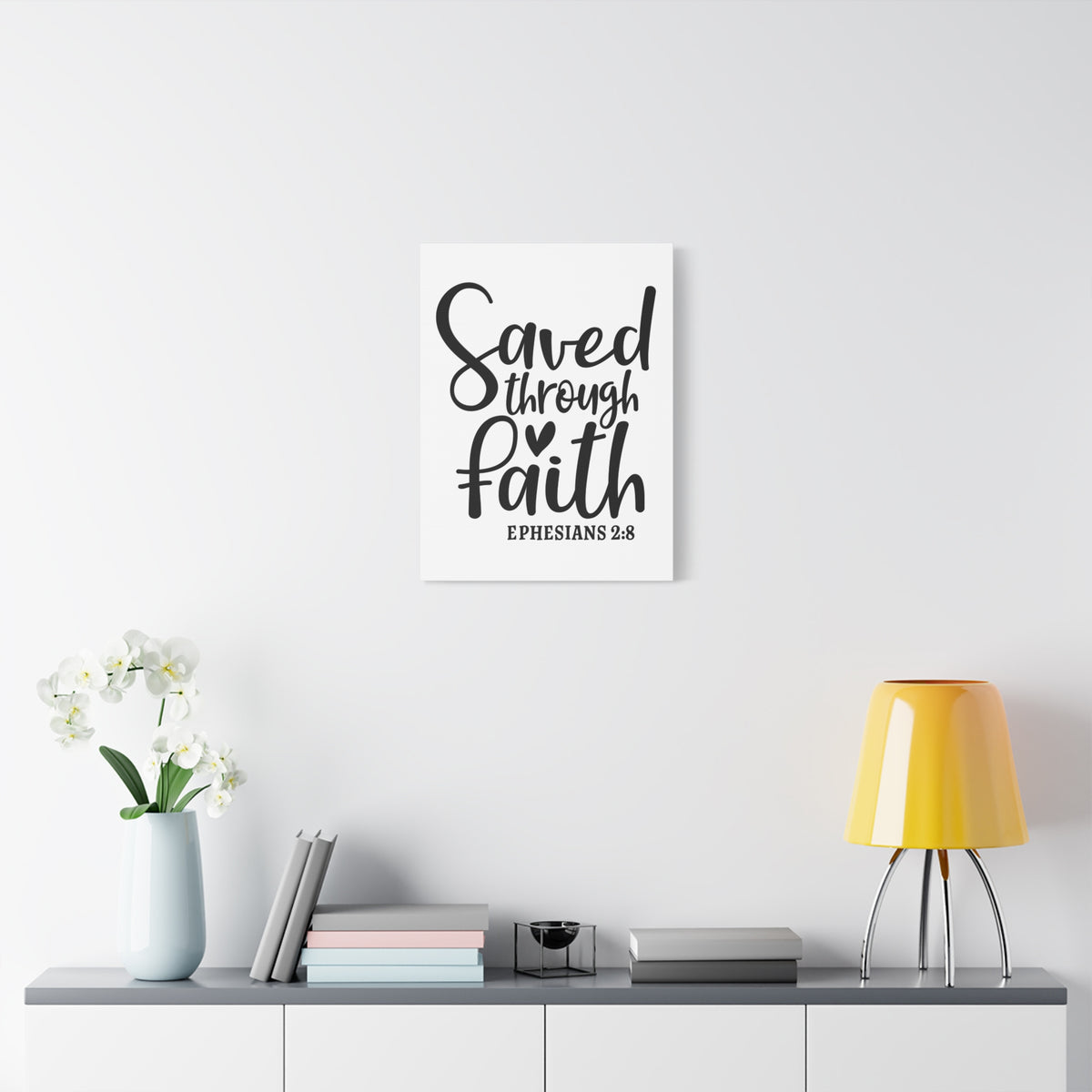 Scripture Canvas Saved Through Faith Ephesians 2:8 Christian Wall Art Bible Verse Print Ready to Hang