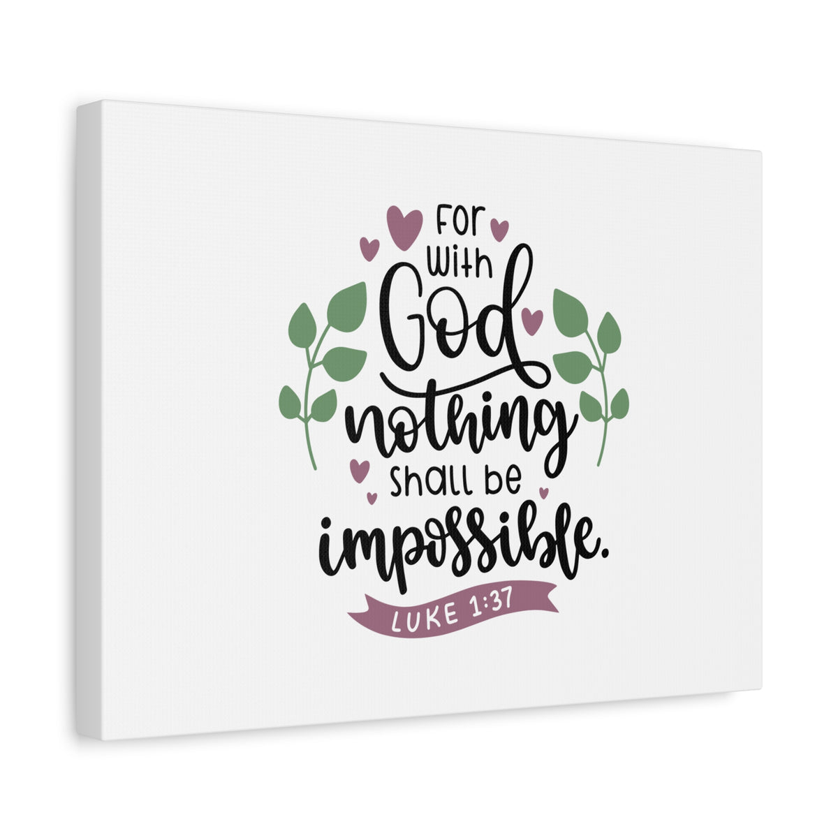 Scripture Canvas For With God Luke 1:37 Christian Wall Art Bible Verse Print Ready to Hang