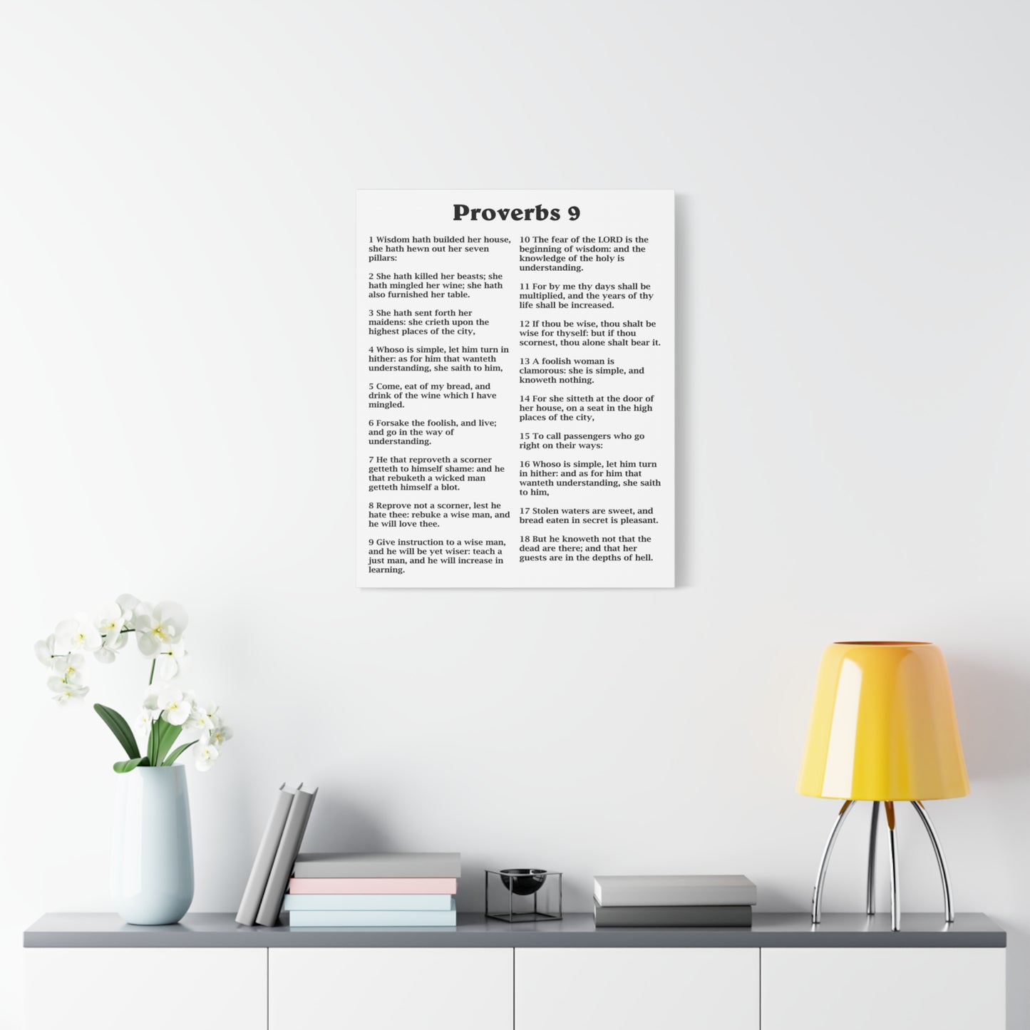 Scripture Walls Proverbs Chapter 9 White Bible Canvas Christian Wall Art Ready to Hang Unframed