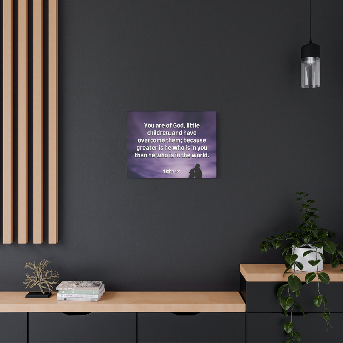 Scripture Canvas Overcome 1 John 4:4 Christian Wall Art Bible Verse Print Ready to Hang